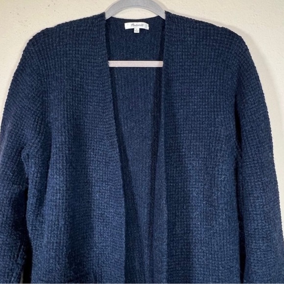 Madewell Chunky Cardigan Sweater Large Blue Open Front Alpaca Wool. EUC!! 🦙🧶 - Picture 8 of 9